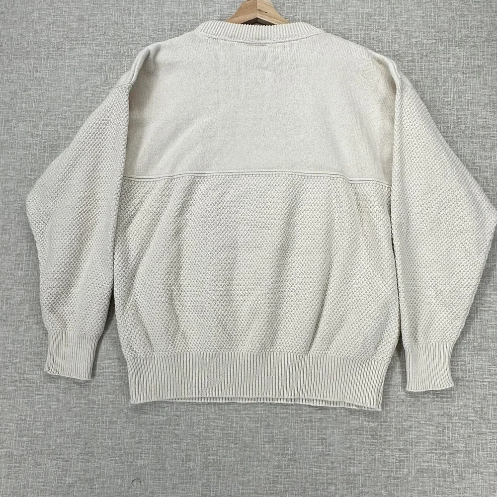Andrew Rohan‎ Cadillac Sweater Mens Large Cream Crewneck Knit Embroidered 90s